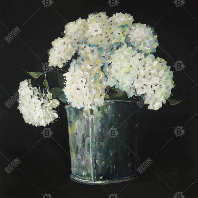 Impression sur toile fleurs d'hortensia blanc | Décoration florale