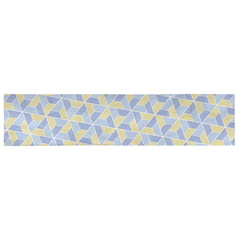 Avicia Table Runner, 72" x 16", Blue/Yellow, Cotton