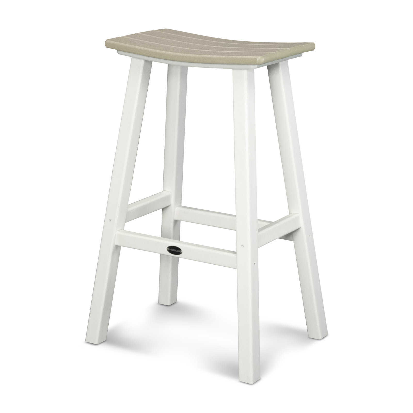 POLYWOOD® Contempo Saddle Bar Stool, White, Sand