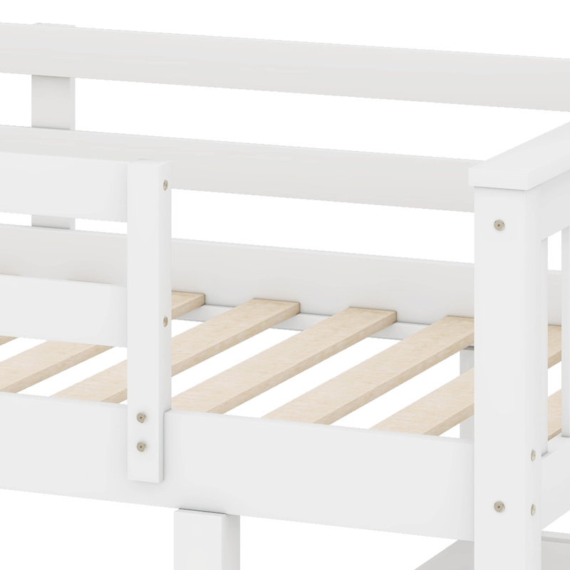 Loft Bed With Integrated Storage Shelves And Under-Bed Desk, White, Twin
