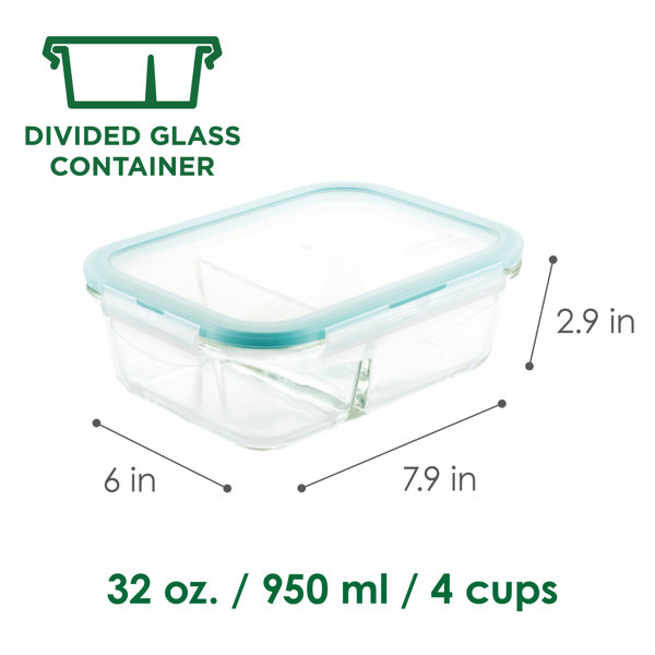 NEW Lock & Lock Oven Glass Rect. Container w/Divider 950ml