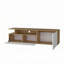 Natural Oak and White TV Stand with Drop-Down Door and Open Shelf