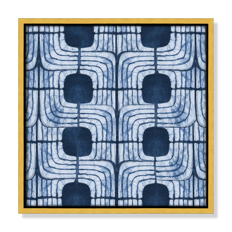 «Blu Batik II» par Emma Peal, H 13,5 po x l 13,5 po, Or