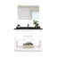 Meuble-lavabo moderne en chêne minimaliste avec comptoir en pierre pour salle de bain-129415709