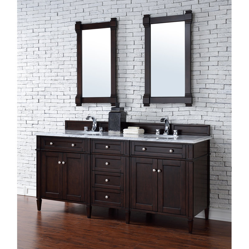 Brittany 72'' W Double Bathroom Vanity Base, Burnished Mahogany