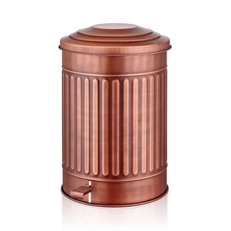 Ava-Mai Steel Step On Kitchen Trash Can, Copper, 37 L