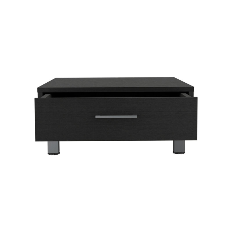 Table basse, un tiroir, quatre pieds, noir