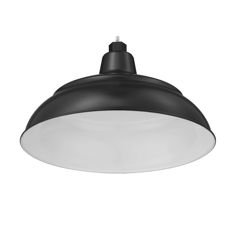 Abat-jour de luminaire suspendu en métal Gutierez (à visser), H 8,25 po x l 14 po, Noir satiné
