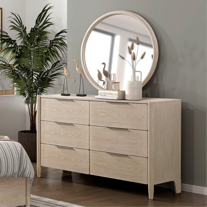 Ensemble de miroir de commode à six tiroirs Modern