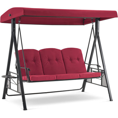 Kosumo 3 Seat Outdoor Porch Swing Chair with Adjutable Canopy