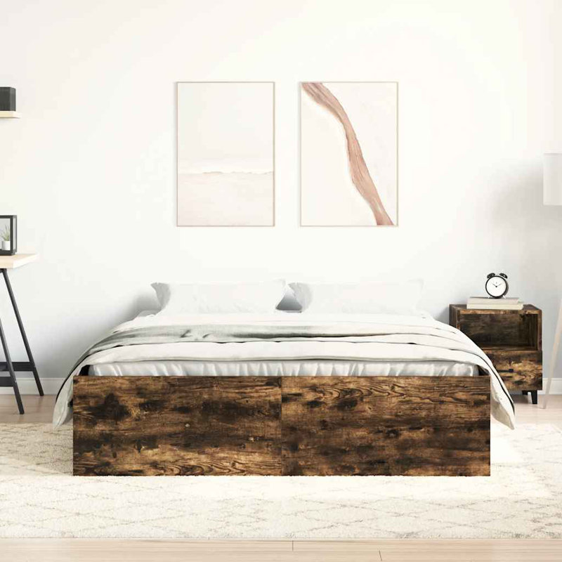 Afriani Storage Bed, Small Double (4'), Smoked Oak