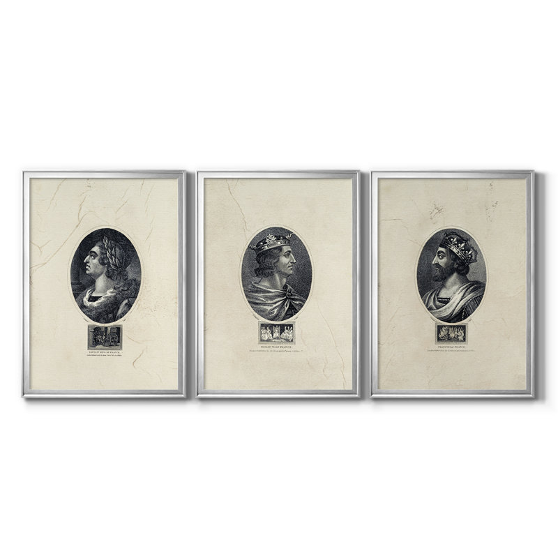 Royal Portraits 9 - Toile tendue avec châssis sur mesure - 3 pièces, Argent argent, H 27 po x l 39 po