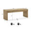 Banc de 51 pouces en placage de chêne brun pour salle à manger, design scandinave contemporain, pieds à panneaux, plateau rectangulaire, assise confortable, deux