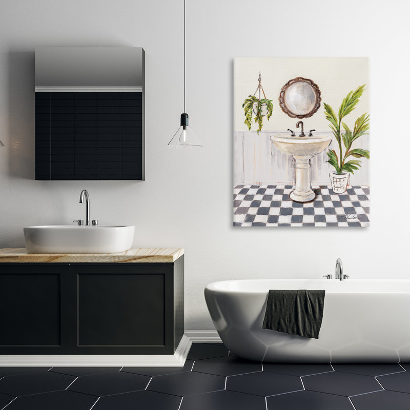  Art mural sur toile Crisp Bathroom with Plants par Silvia Vassileva, H 48 po x l 36 po