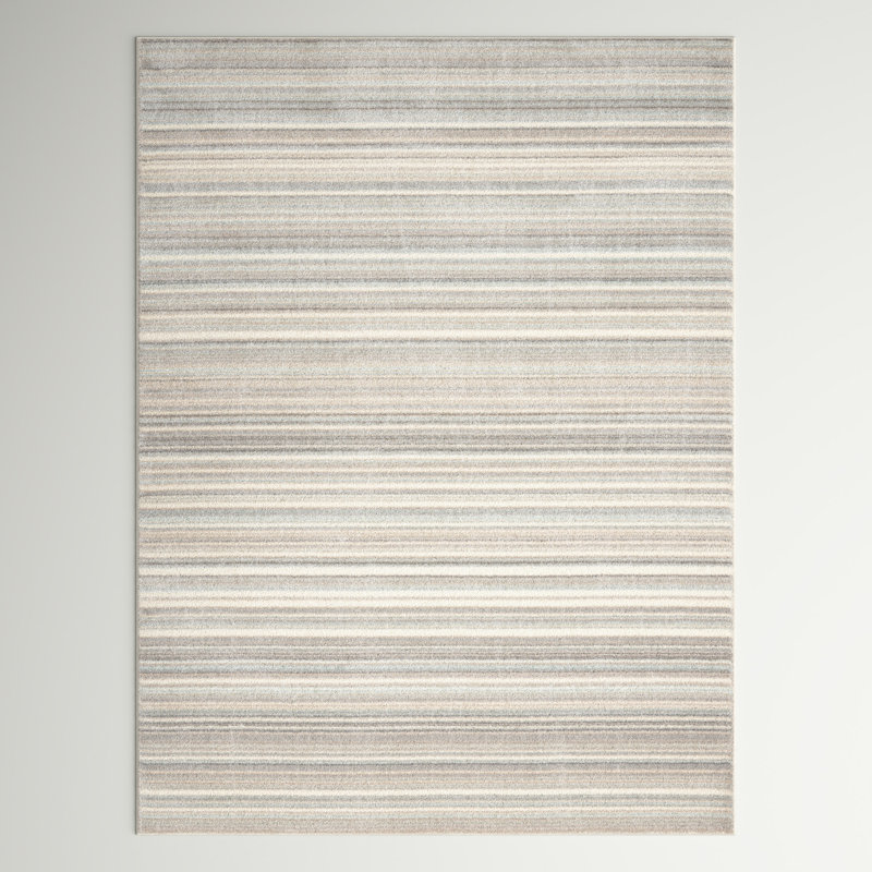 Tapis gris / ivoire / bleu tissé à la main Patchway, Rectangle 5 pi 3 po x 7 pi 3 po
