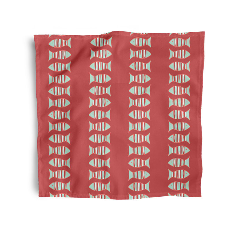 Tennie Polyester Square Napkin, Coral