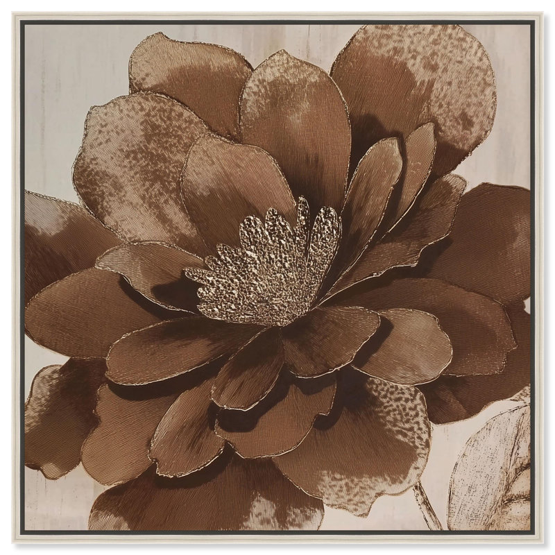 «Bronze Flower I», reproduction d'art sur toile par Art Remedy, cadre argenté, 30 x 30, H 31 po x l 31 po, Cadre argenté