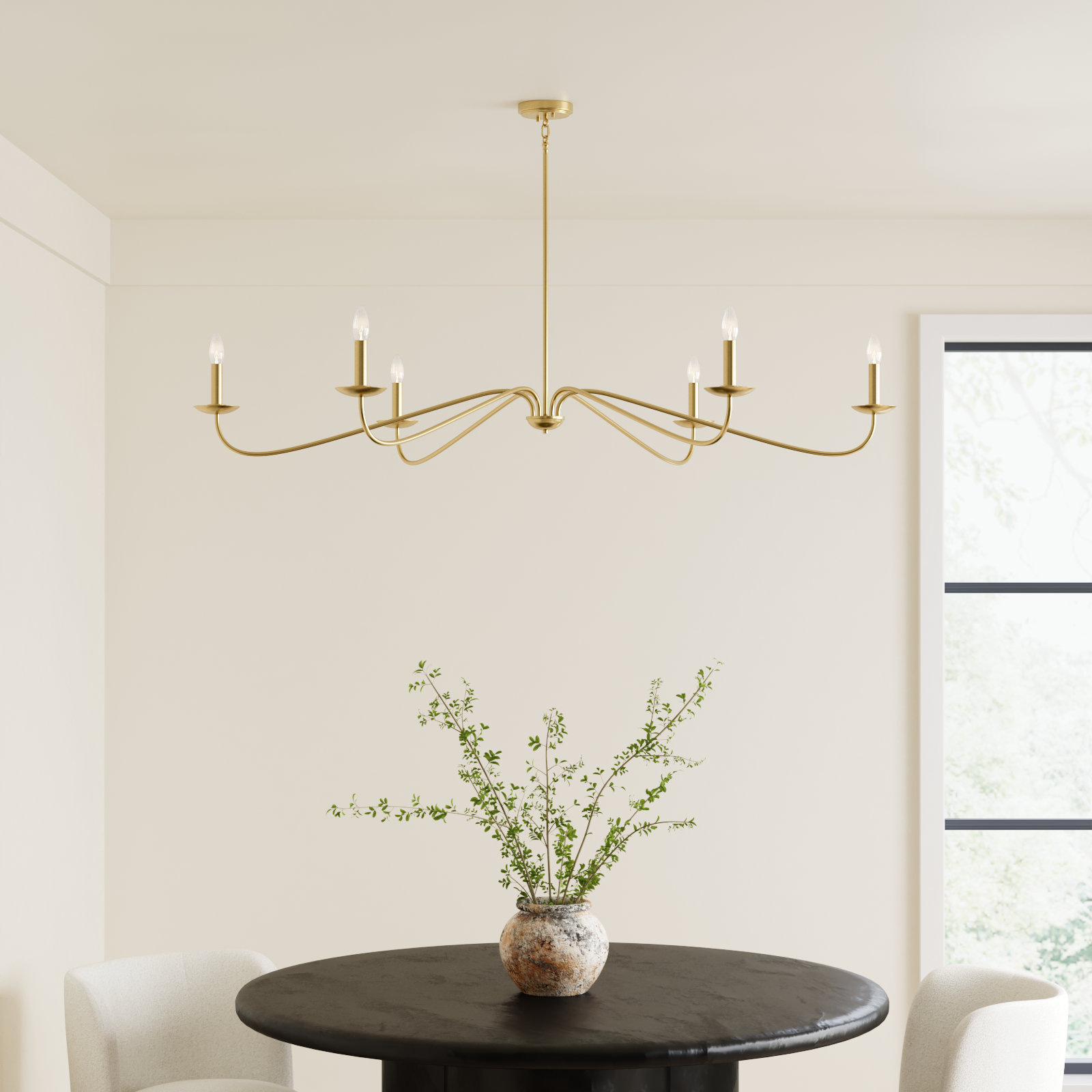 Zoyla 6 - Light Dimmable Chandelier, Natural Brass