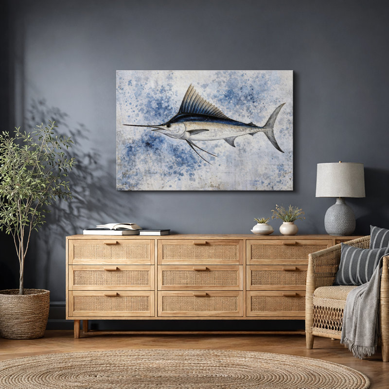 Marlin poisson, H 24 po x l 36 po x P 1,5 po, Toile tendue
