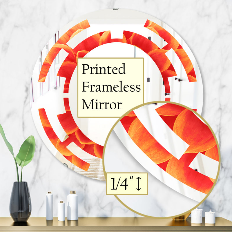 Miroir mural moderne sans cadre, 31,5 po x 31,5 po, Espace abstrait fleur