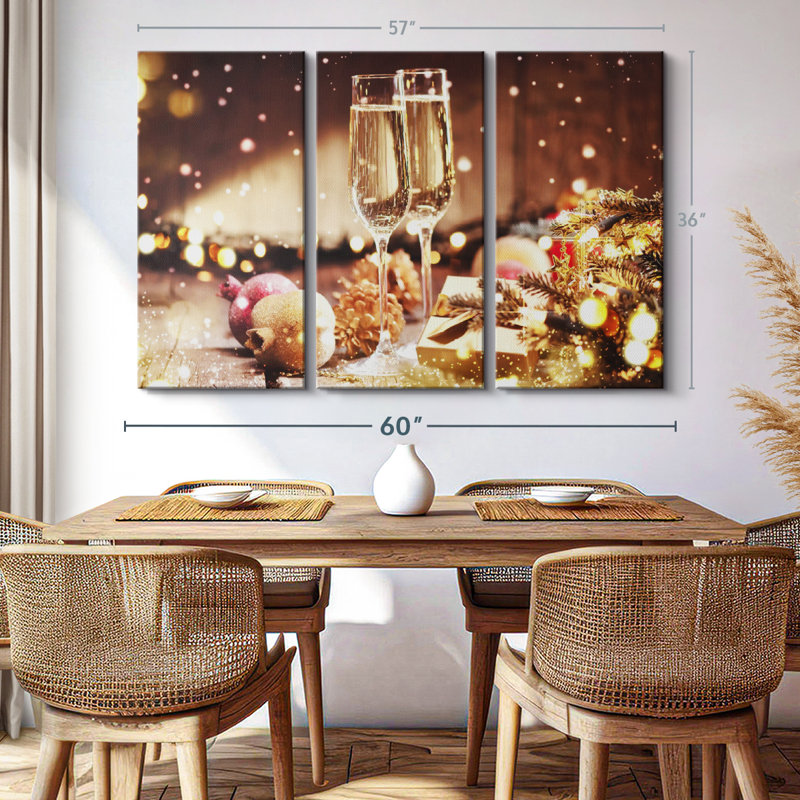 «Champagne For Christmas» sur, H 36 po x l 57 po x P 1,25 po