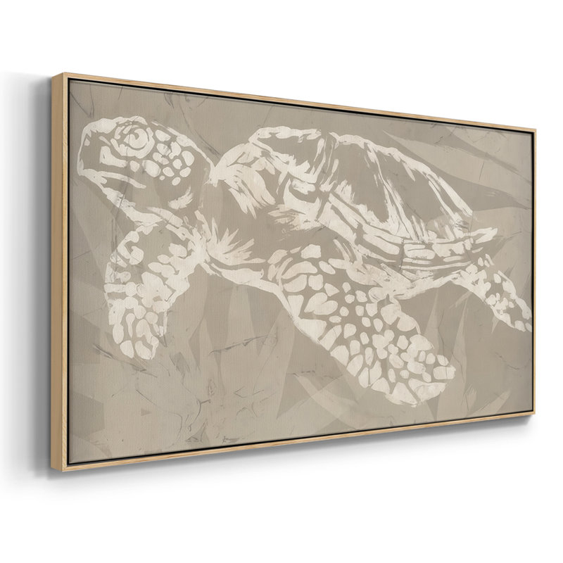 Batik Sea Turtle II - Toile tendue avec châssis encadré - Prêt à être accroché, Naturel, H 17 po x l 33 po