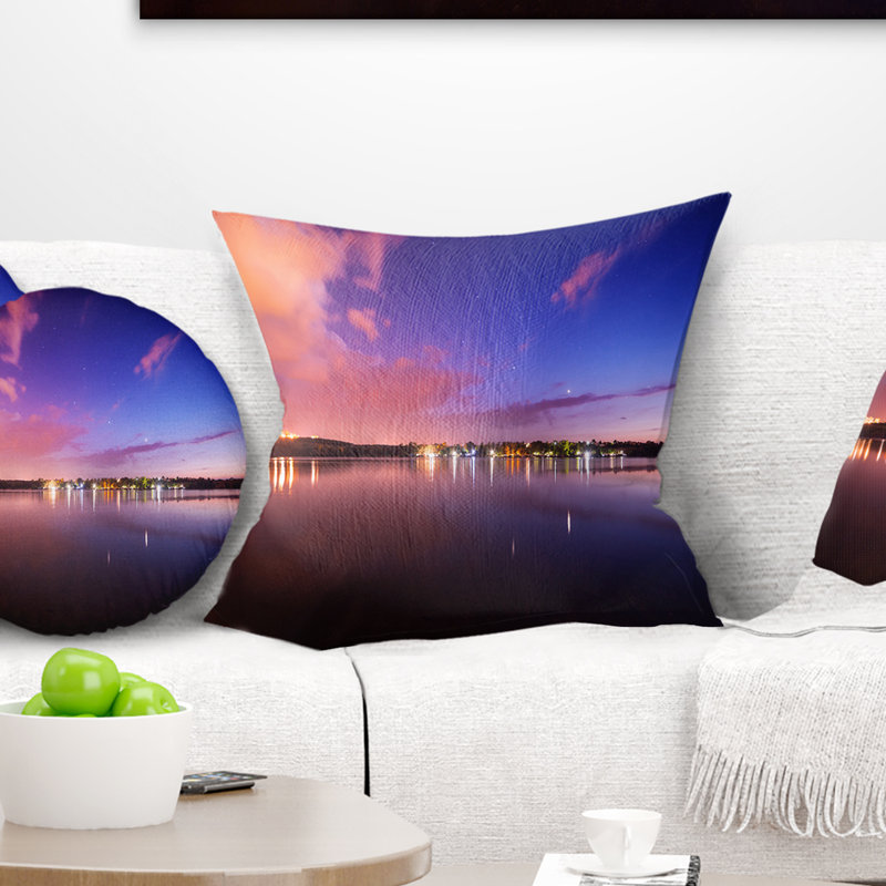 Coussin imprimé paysage nocturne, Coussin décoratif, 16 po x 1 po