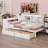 Wooden L-Shape Daybed With Storage Cabinets And Two Storage Drawers, Multi-Functional Bed With Study Desk And Built-In Bookshelf-1268309633-1268309634
