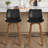 27.7" Mid-Century Faux Leather Counter Stool With Wood Legs and Metal Footrest-1821770056