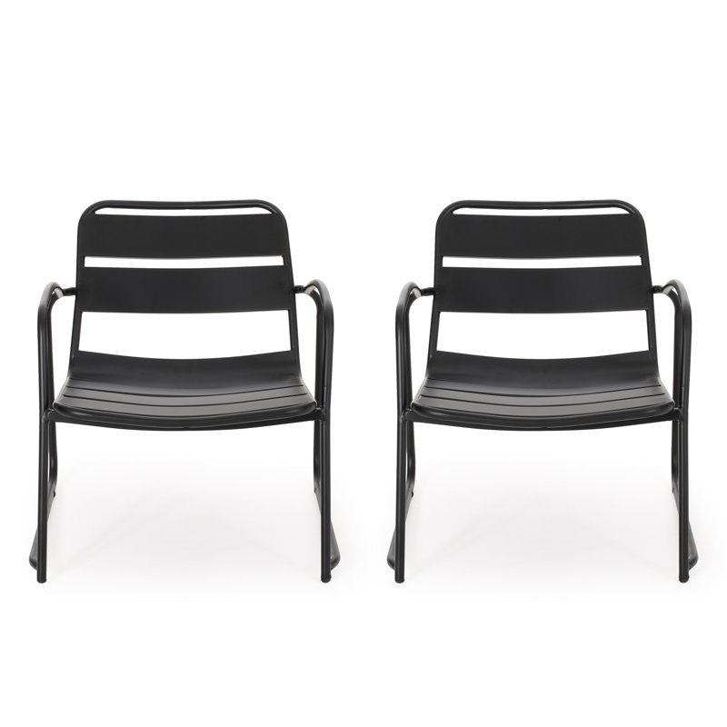 Matte Black Iron Chair, Ideal For Enjoying Backyard & Patio, 26.59 In. Width, 13.33 Lb Chair In A Stylish 26.59"W X 25.01"H,