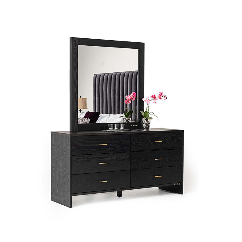 Commode double 6 tiroirs avec miroir Anara