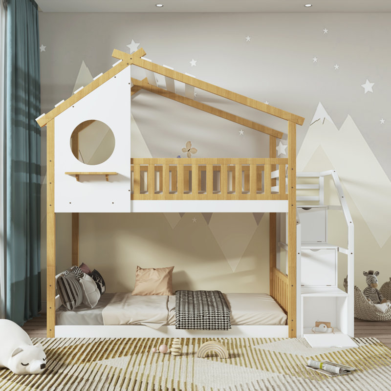 Soejima Kids Twin Over Twin Bunk Bed, White