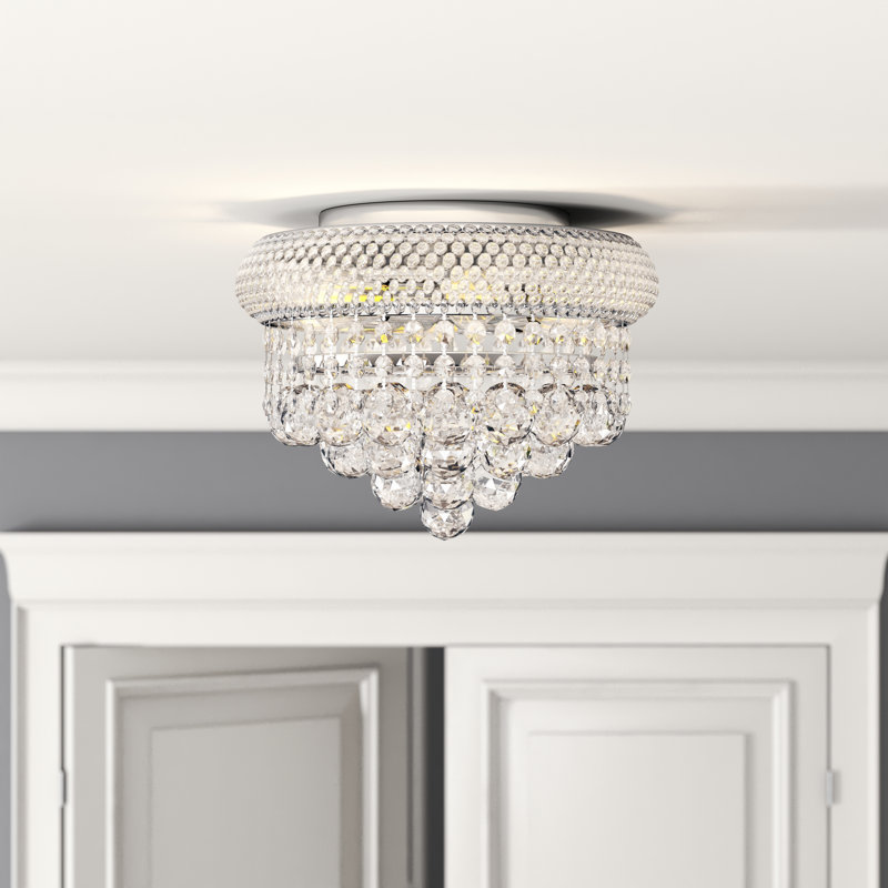 Hallsburg Crystal Semi Flush Mount, Chrome, Royal Cut