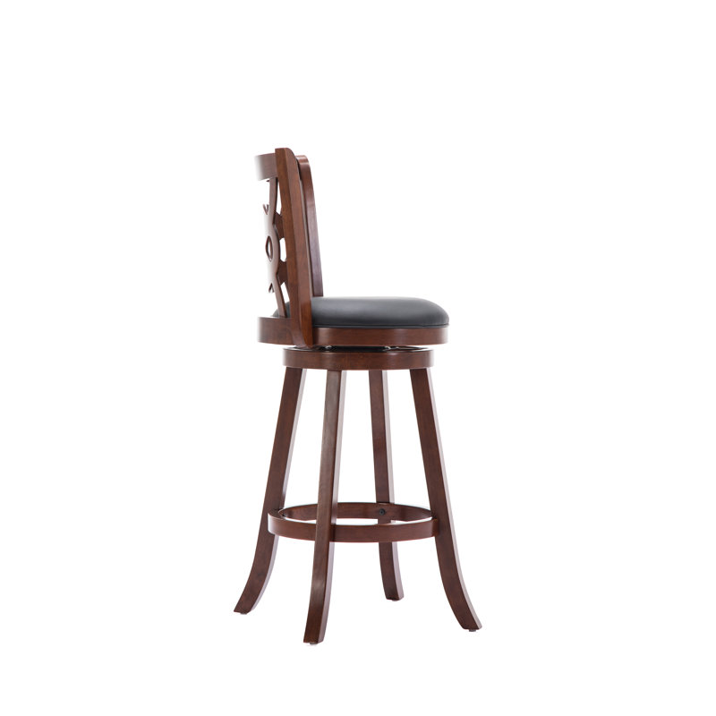 Hegg Swivel Upholstered Counter Stool with Solid Wood Frame, Cherry, Bar Stool (29” Seat Height)
