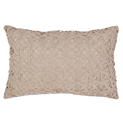 Elisabeth York Ribbon Mesh Solid Polyester Decor Throw Pillow In Sandstone