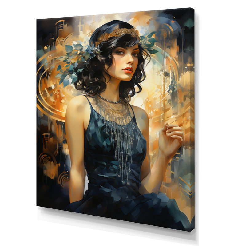 «Fashion 1920S Roaring Portrait IV» sur toile, H 20 po x l 12 po x P 1 po