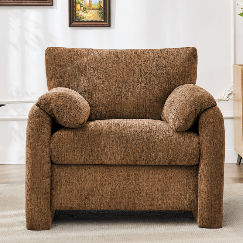 Fauteuil d'appoint rembourré surdimensionné de 38,6 po pour le salon, Brun