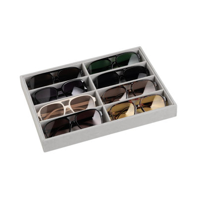 Sunglass Organizer,Velvet Glasses Organizer,8-Slot Sunglasses Tray for Drawer, Men's/Women's Sunglasses Box, Glasses Holder(Grey)