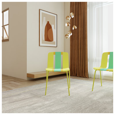 Ensemble de 4 chaises de salle à manger d'extérieur à rayures Holiday Modern