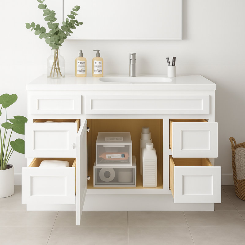 Base de meuble-lavabo simple 51 po seulement, Blanc