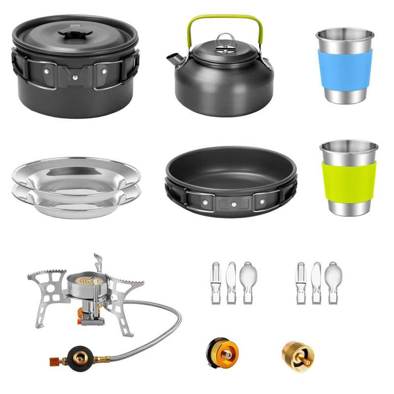 Smith Barton Single Burner Propane Cooking Kit, Black/Silver/Blue/Green