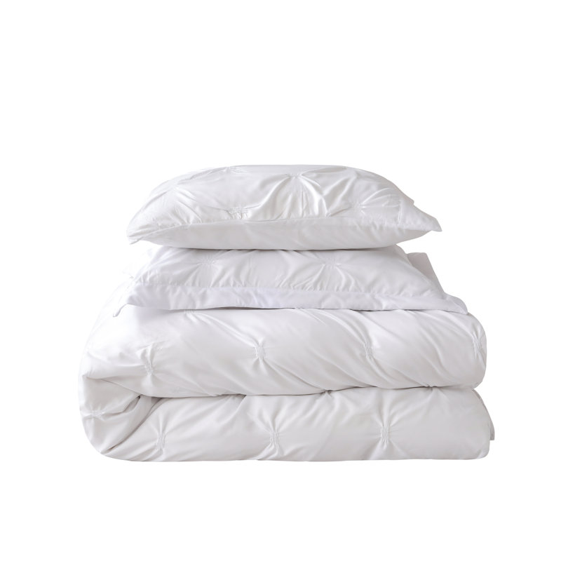 Lapham Solid Colour Bedspread with Pillowcases, 240 x 250 cm Bedspread - 2 Pillowcases, White