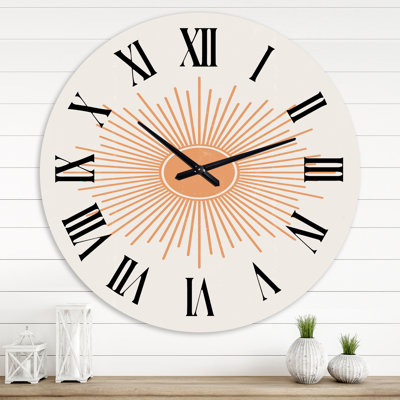 Minimalist Bright Shining Orange Sun Rays III - Modern wall clock