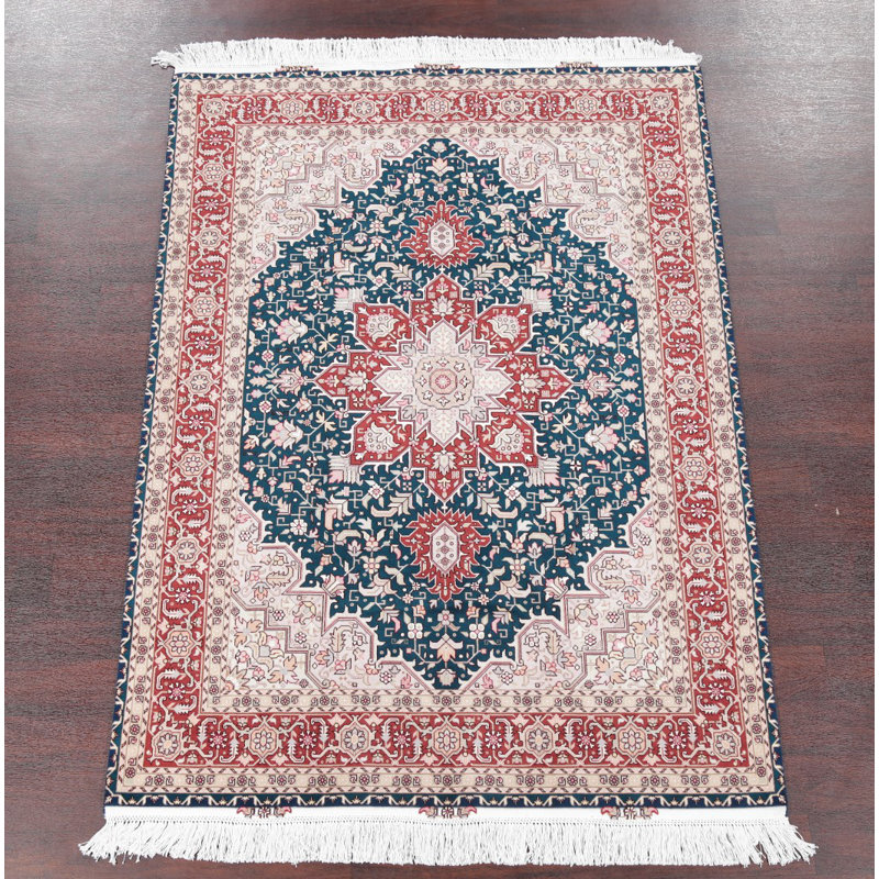 Tapis de zone one-of-kind à la main noué la new age rose/bleu 4 pi 11 po x 6 pi 11 po Lilburn