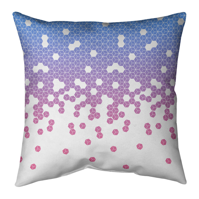 Housse de coussin carrée à culbutage et insert, Bourre en polyester, 20 po x 20 po, Bleu / Rose
