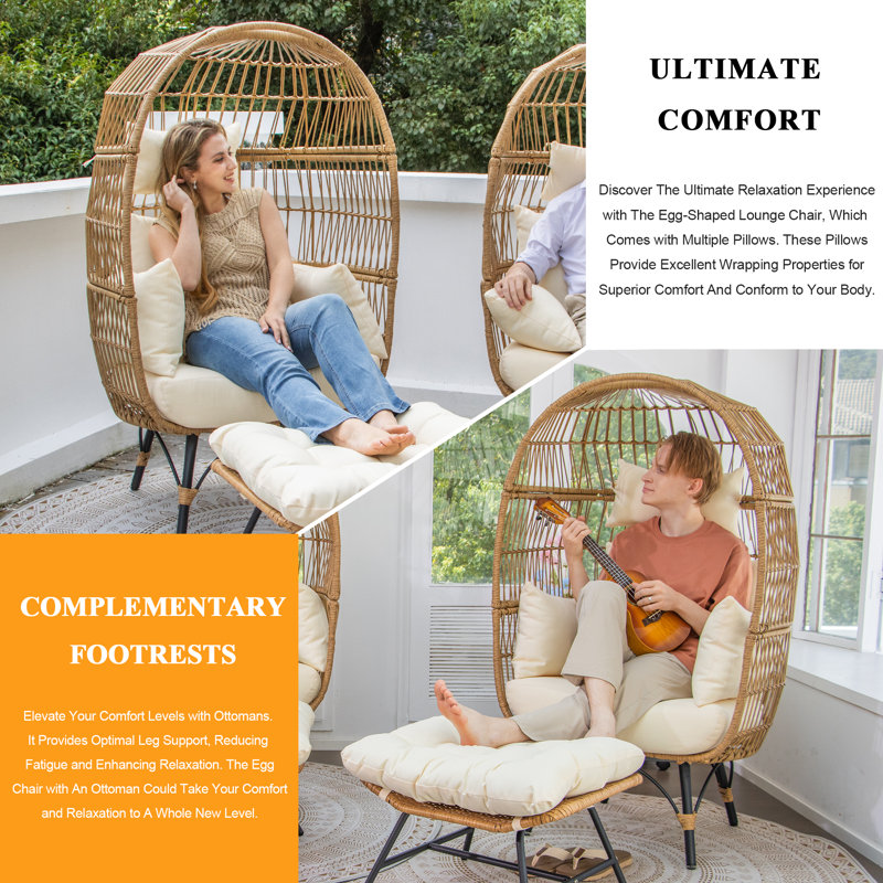 Outdoor Club Chairs with Ottomans and Cushion