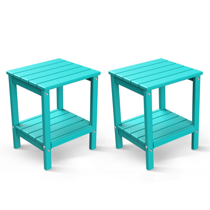 HDPE Outdoor Adirondack Side Table, Teal