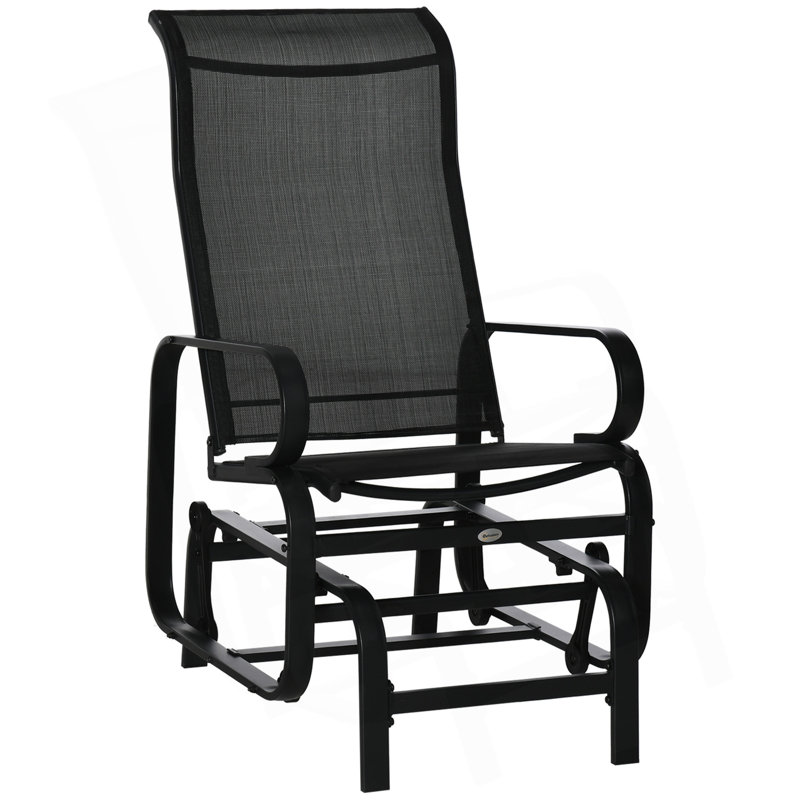 Fauteuil oscillant d'extérieur Outsunny, Noir, Noir