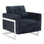 Fauteuil d'appoint Lincoln en tissu avec structure en acier inoxydable et coussin amovible-548877453-576507252