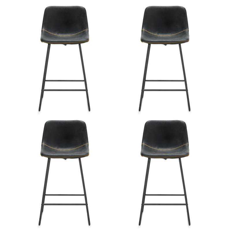 Tabouret de bar et de comptoir 24 po Mid-Century, Noir, 24